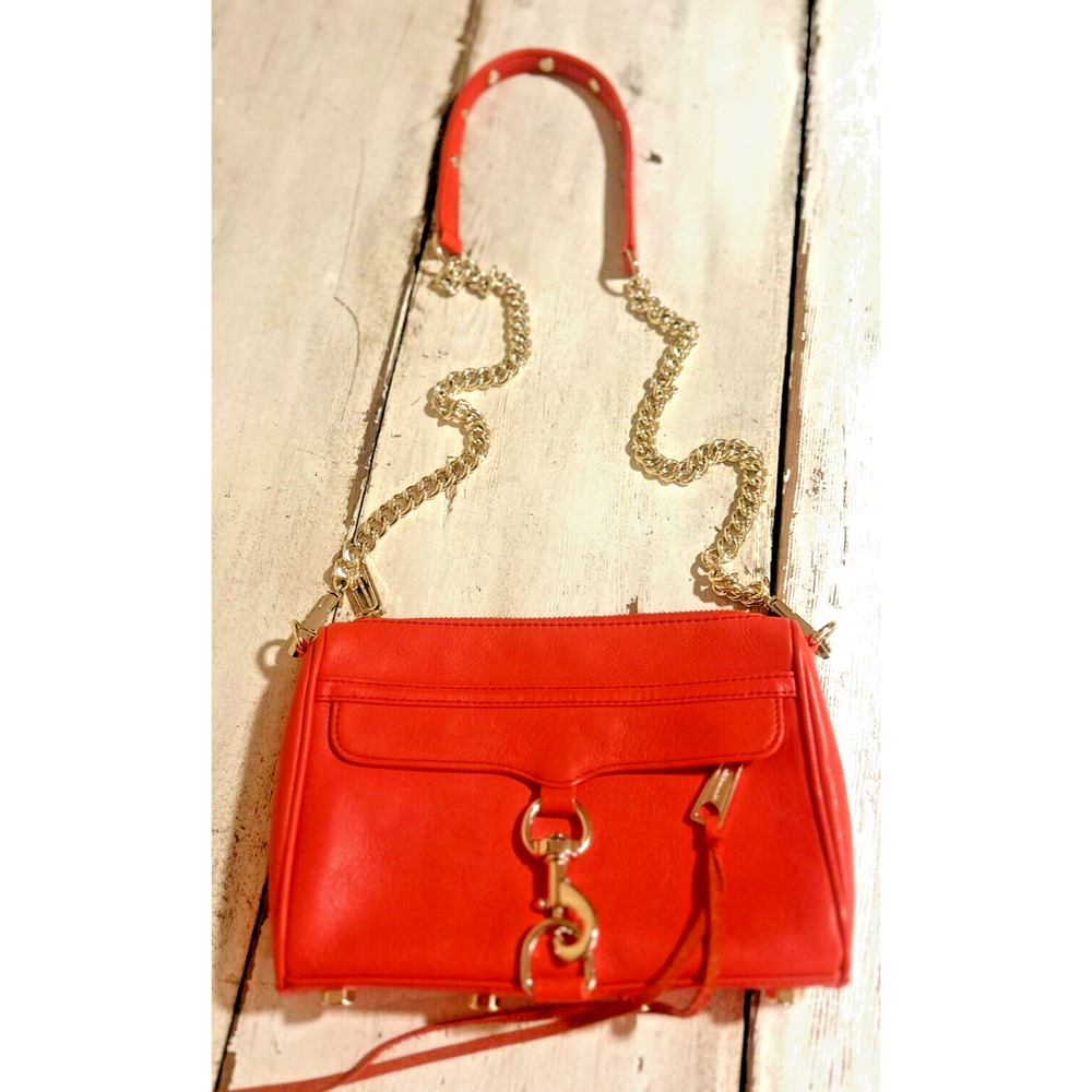 Rebecca Minkoff Avery Cross Body Bag Removable Gold Chain Leather Coral